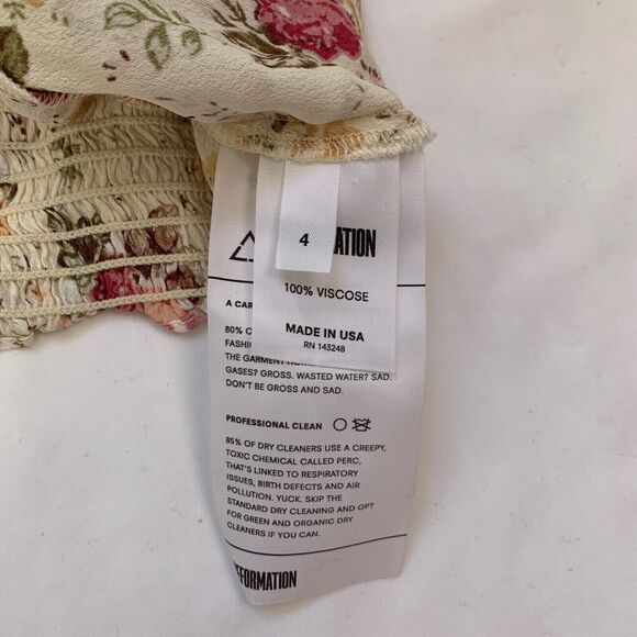 Reformation Gramercy Two Piece Set Floral Crop Top Pencil Skirt S 4 Pink Ivory - Picture 6 of 16